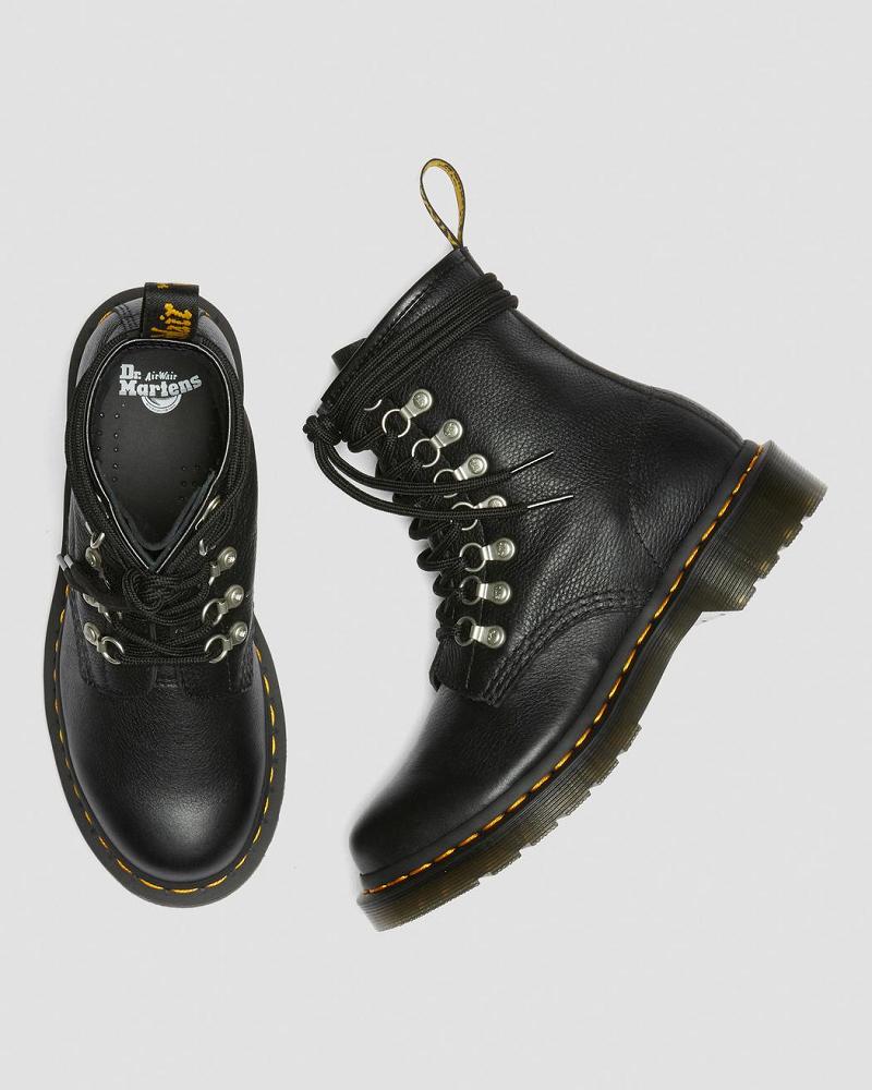 Women's Dr Martens 1460 Laced Virginia Leather Lace Up Boots Black | AU 168QMA